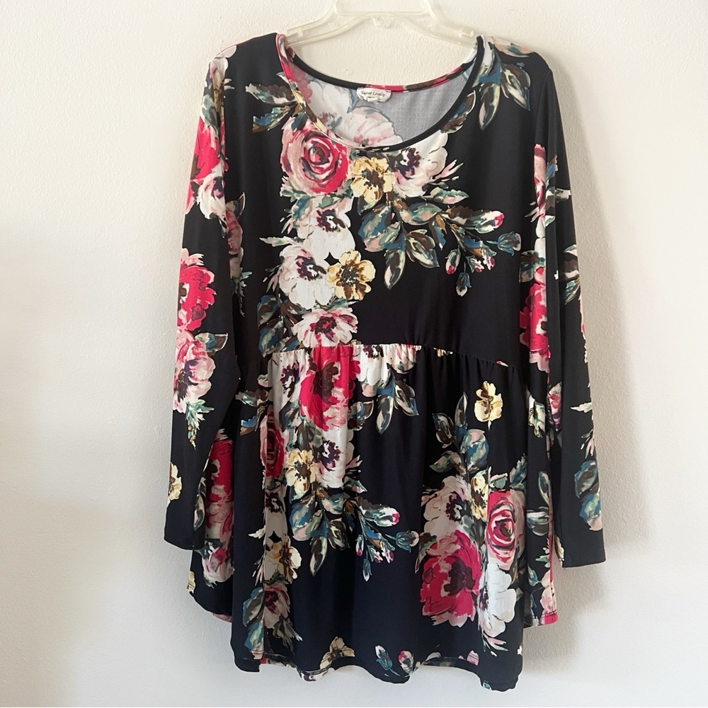 Sweet Lovely by Jen Rose Print Babydoll Top